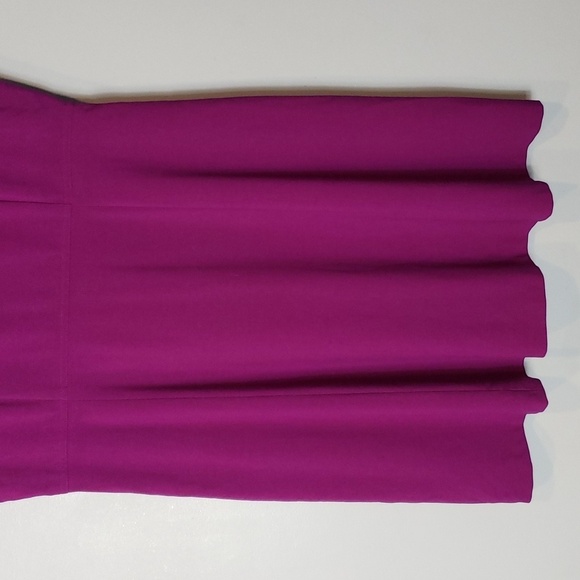 Tahari Purple A-Line Midi Dress with Crew Neck - Picture 3 of 7
